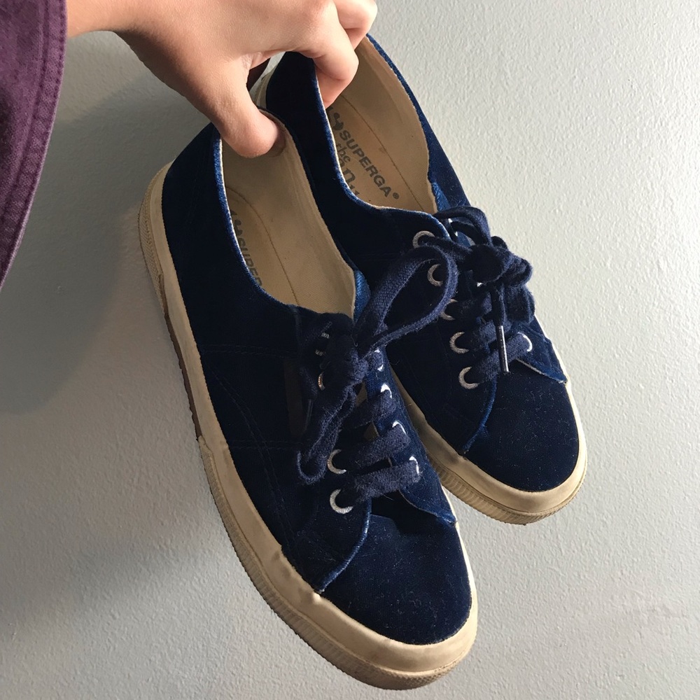 Superga Blue Velvet Shoes
